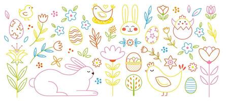 kleurrijk groot van reeks Pasen symbool in tekening stijl vector