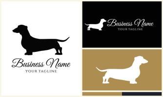 silhouet hond teckel logo sjabloon vector