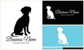 silhouet hond teckel logo sjabloon vector