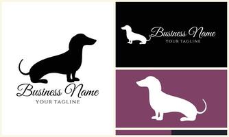 silhouet hond teckel logo sjabloon vector