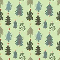 schattig winterseizoen vakantie kinderachtig naadloos patroon met minimalistische hand getrokken verschillende kerstboom doodle. mooi nieuwjaarskinderen naïef achtergrondontwerp, textielprint vector