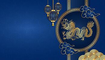 Chinese nieuw jaar oosters ornament shio draak dierenriem tekst ruimte Oppervlakte sjabloon achtergrond ontwerp vector