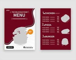 vector menu sjabloon voor restaurant en cafe