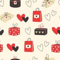 naadloos valentijnsdag dag patroon met geschenk dozen vector