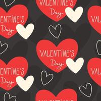 minimalistische naadloos patroon met met harten voor Valentijnsdag dag Aan een donker achtergrond vector