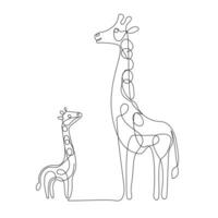 doorlopend een lijn giraffe single lijn kunst ontwerp en wereld dieren in het wild dag concept hand- getrokken minimalistische stijl vector illustratie