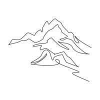 doorlopend een lijn tekening van bergen reeks landschap vector schets kunst illustratie.