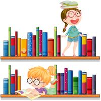 Twee meisjes die boeken lezen vector