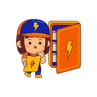 schattig elektricien meisje tekenfilm karakter vector