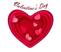 achtergrond met harten. romantisch achtergrond van roze harten gemaakt in papier uitknippen stijl. st. valentijnsdag dag concept vector