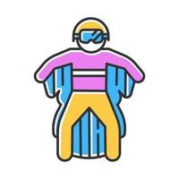 wingsuit vliegende kleur icoon. skydiver springen met vleugelpak. Parachutespringen. extreme sporten in de lucht. vlucht in de lucht, adrenaline-recreatie. parachutisten vliegen. geïsoleerde vectorillustratie vector