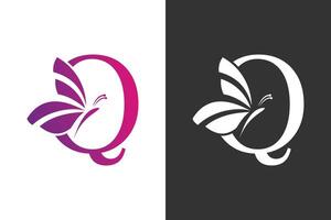 illustratie vlinder logo ontwerp met brief q concept vector