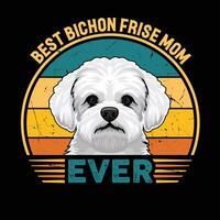 het beste bichon frise mam ooit typografie retro t-shirt illustratie, wijnoogst tee pro vector