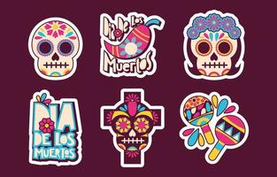 stickerpakket dia de los muertos vector