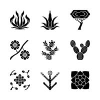 woestijn planten glyph iconen set vector