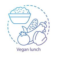 veganistische lunch, vegetarisch lifestyle concept icoon. gezonde voeding idee dunne lijn illustratie. heerlijke natuurlijke voeding, biologische maaltijd. pap met rauwe groenten vector geïsoleerde overzichtstekening