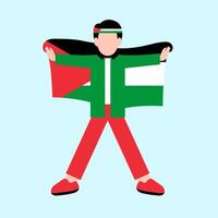 een Mens Holding Palestina vlag vector