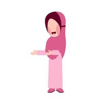 hijab meisje met uitleggen gebaar vector
