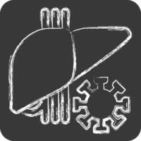 icoon covit. verwant naar hepatoloog symbool. krijt stijl. gemakkelijk ontwerp bewerkbaar. gemakkelijk illustratie vector