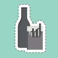 sticker lijn besnoeiing roken alcohol. verwant naar hepatoloog symbool. gemakkelijk ontwerp bewerkbaar. gemakkelijk illustratie vector