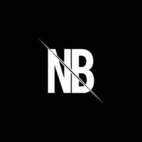 nb logo monogram met slash-stijl ontwerpsjabloon vector