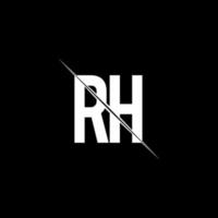 rh-logo-monogram met ontwerpsjabloon in schuine streep vector