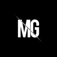 mg-logomonogram met ontwerpsjabloon in schuine streep vector