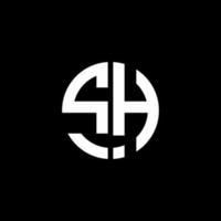 sh monogram logo cirkel lint stijl ontwerpsjabloon vector