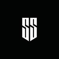 SS logo monogram met embleem stijl geïsoleerd op zwarte achtergrond vector