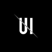 ui-logo-monogram met ontwerpsjabloon in schuine streep vector
