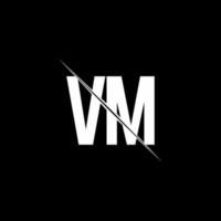 vm logo monogram met slash stijl ontwerpsjabloon vector