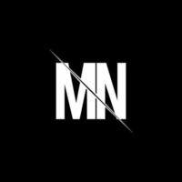 mn logo monogram met slash-stijl ontwerpsjabloon vector