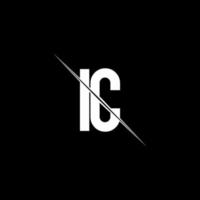 ic logo monogram met slash-stijl ontwerpsjabloon vector
