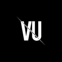 vu-logo-monogram met ontwerpsjabloon in schuine streep vector