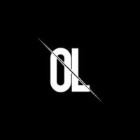 ol logo monogram met slash-stijl ontwerpsjabloon vector