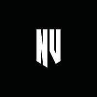 NV logo monogram met embleem stijl geïsoleerd op zwarte achtergrond vector