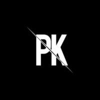 pk-logo-monogram met ontwerpsjabloon in schuine streep vector