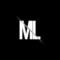 ml logo monogram met slash-stijl ontwerpsjabloon vector