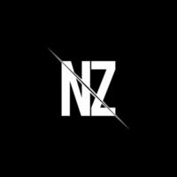 nz logo monogram met slash-stijl ontwerpsjabloon vector