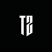 tz logo monogram met embleem stijl geïsoleerd op zwarte achtergrond vector