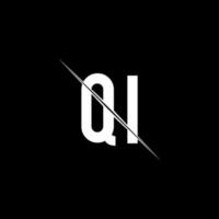 qi-logo-monogram met ontwerpsjabloon in schuine streep vector