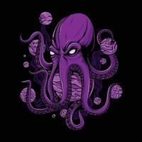 de octopus regeert het universum vectorillustraties vector