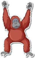 droevige orang-oetan dieren cartoon sticker vector