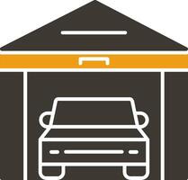 garage glyph twee kleur icoon vector