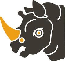 neushoorn glyph twee kleur icoon vector