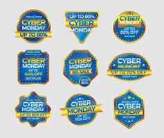 cyber monday badges collectie in luxe goudblauw vector