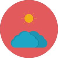 wolken en zon vlak cirkel icoon vector