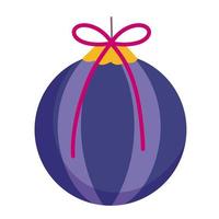 vrolijk kerstfeest paarse bal met boog decoratie viering pictogram ontwerp vector