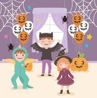 Halloweenfeest en kinderen vector