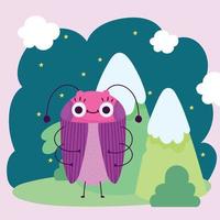 grappig insect dier bergen struiken natuur cartoon vector